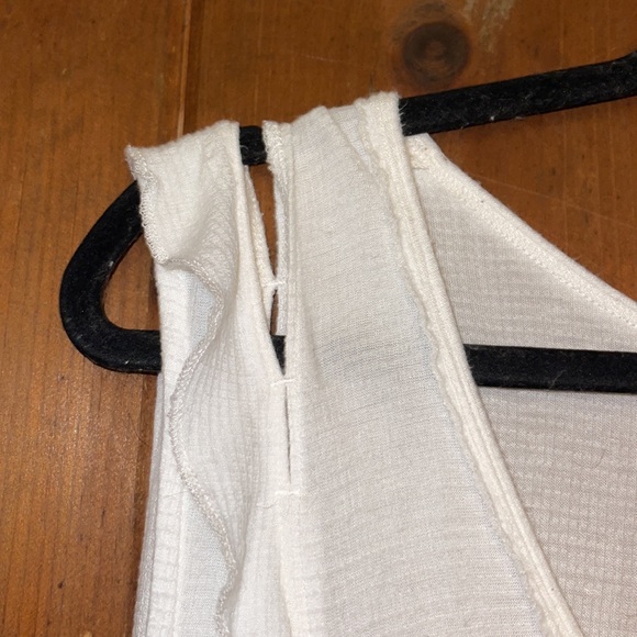 Free people white waffle texture tank with ruffle accent - Picture 4 of 9